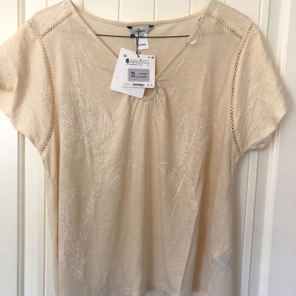 Desigual NWT XL Cream T embroidered - Picture 1 of 4
